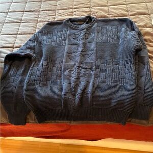 Structure Men's Textured Navy Crewneck Sweater